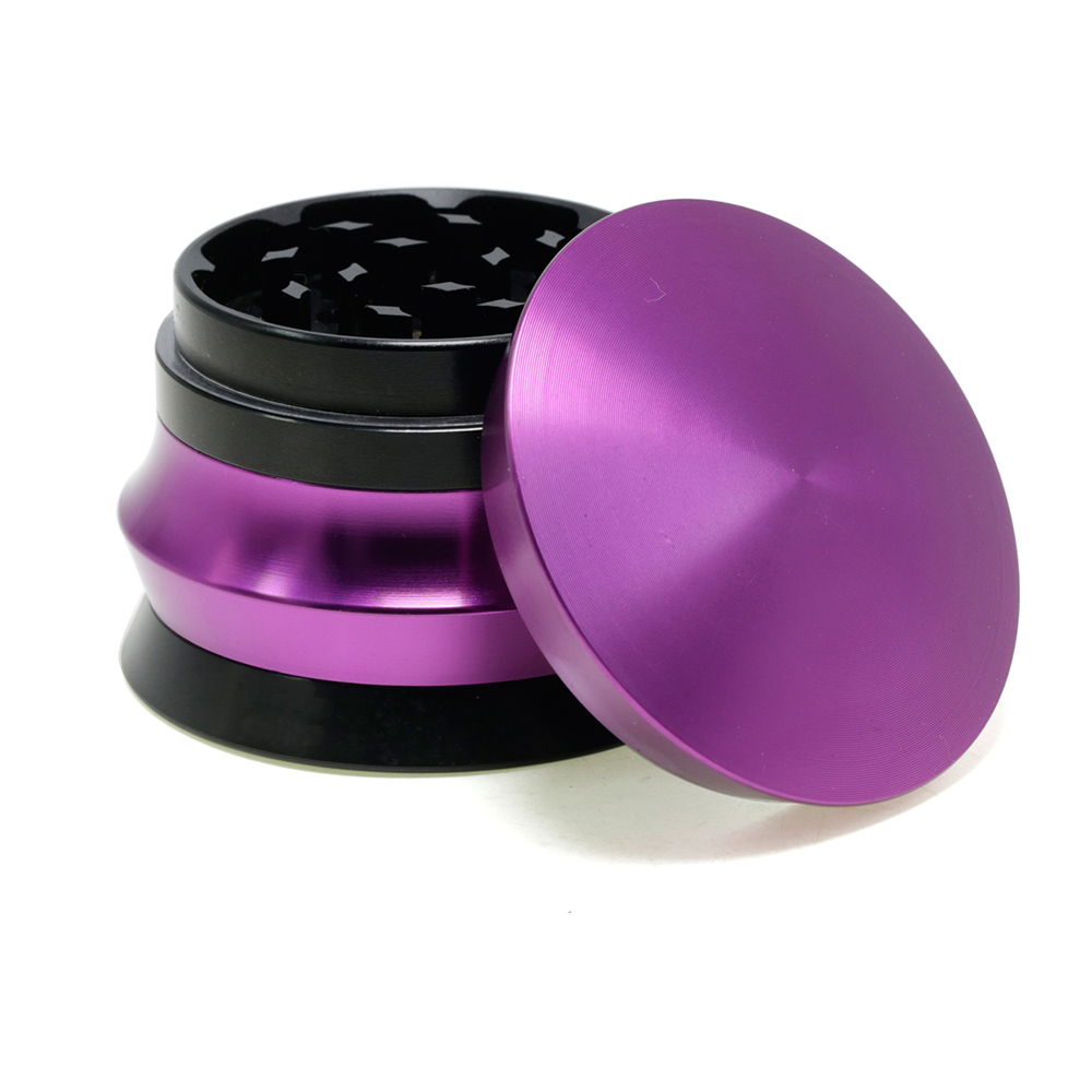 Herb Grinder Yoyo型凸面表面，直径为63mm铝合金四层香烟磨床，香烟支架 